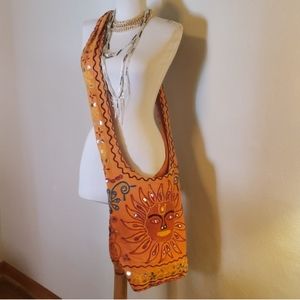 Celestial Sun embroidered Hobo/Crossbody/Sling Bag.